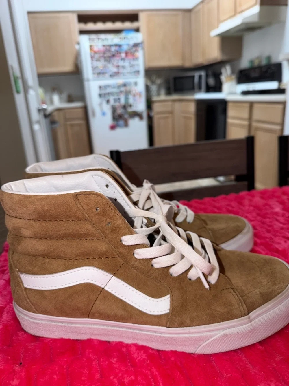 Vans Brown Suede High-Top Sneakers with White Side Stripe